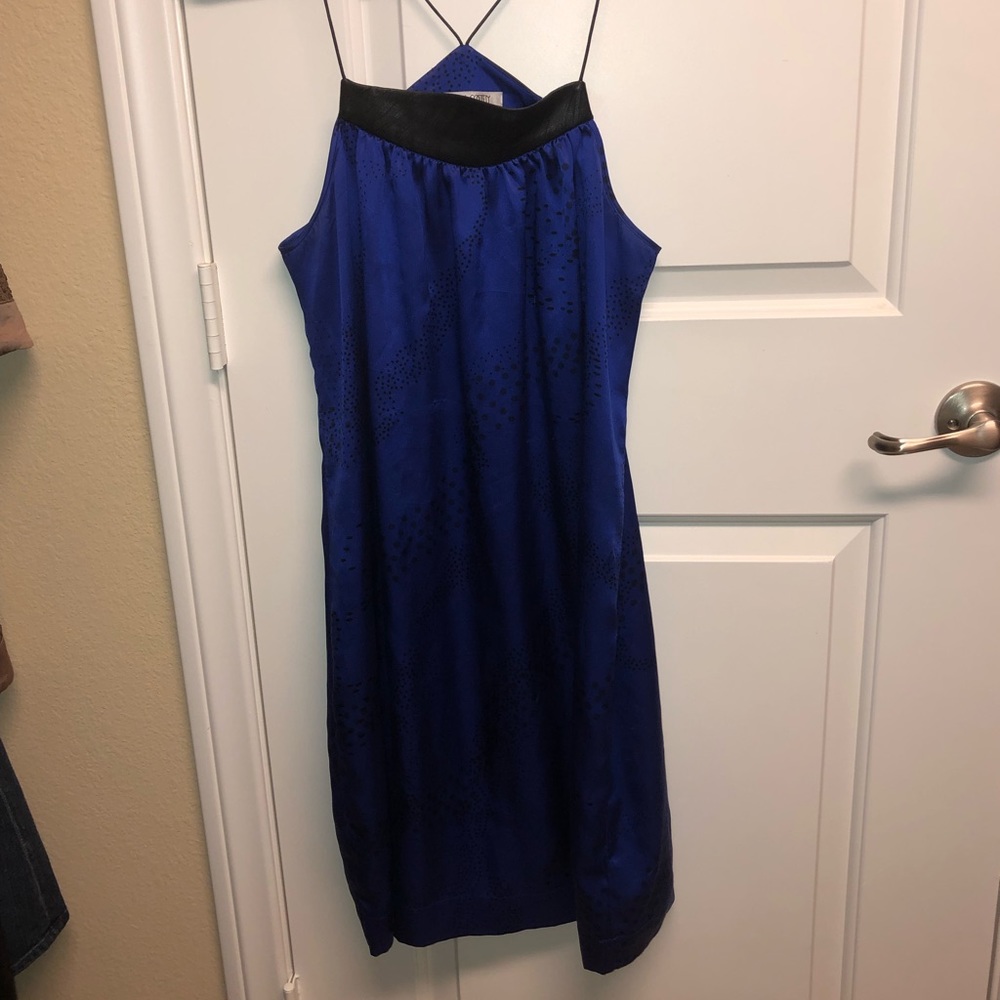 Dream Society silk dress with leather detailing